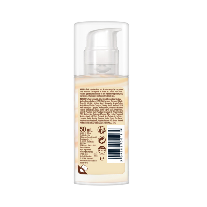 Pack de 2 - Hawaiian Tropic - Lotion protectrice hydratante & légère SPF 30 – Visage - 50 ml