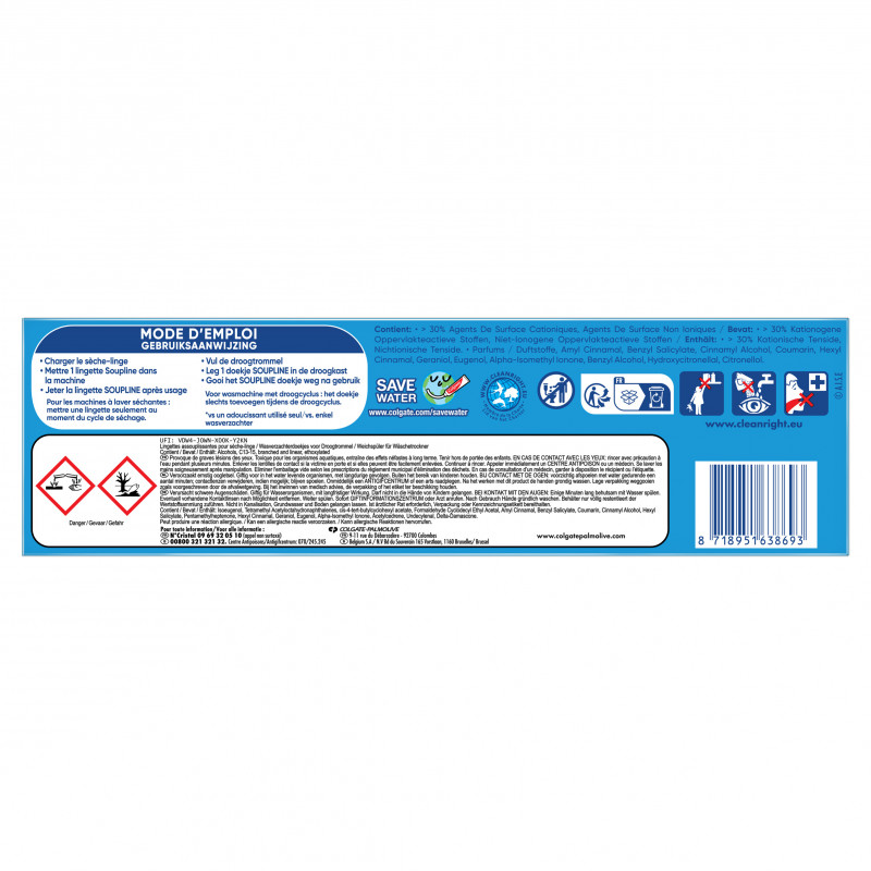 Pack de 12 - Soupline - Voile Adoucissant Sèche-linge Grand Air x20