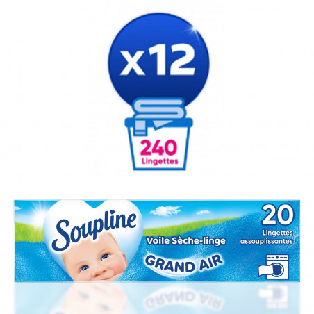 Pack de 12 - Soupline - Voile Adoucissant Sèche-linge Grand Air x20