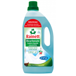 Rainett Lessive Liquide Concentrée Ecolabel Bicarbonate 1,5l - Bouteille 30 lavages