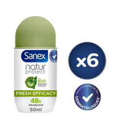 Pack de 6 - Déodorant Sanex Natur Protect bio fresh efficacy Bille - 50ml