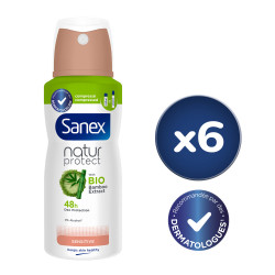 Pack de 6 - Déodorant Sanex Natur Protect bio pure & fresh compressé - 100ml
