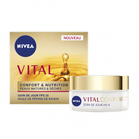 Crème visage anti-âge NIVEA Peaux matures et sèches FPS15 Vital 50ml