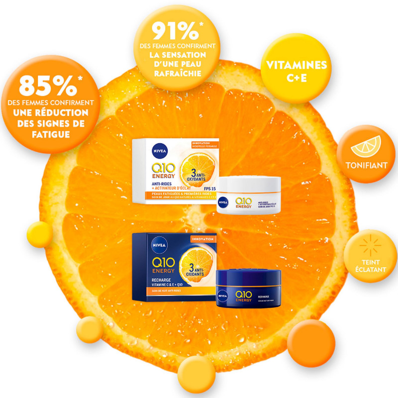 Nivea - Crème visage anti-rides Energie Vitamine C Q10 Power 50ml