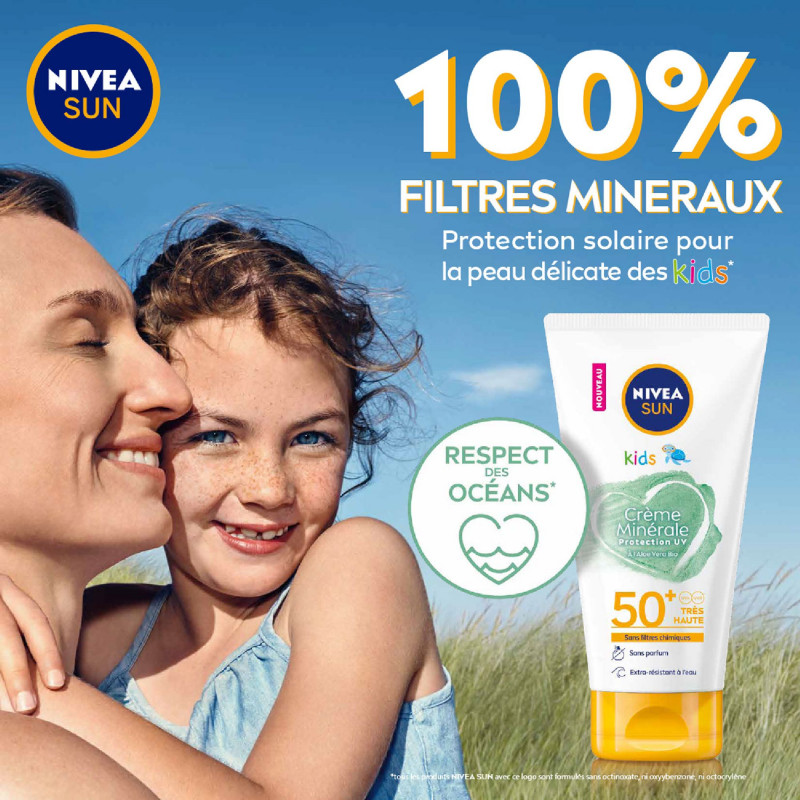 Crème Solaire Minérale Enfants NIVEA Aloe Vera BIO FPS 50+ Protection Minérale 50ml