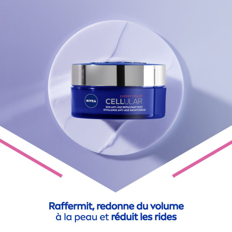 Pack de 2 - NIVEA - Soin de Nuit Anti-Âge Repulpant CELLULAR EXPERT FILLER  2X50ml