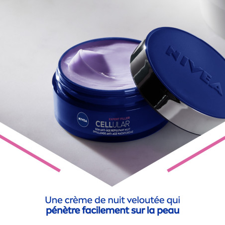 Pack de 2 - NIVEA - Soin de Nuit Anti-Âge Repulpant CELLULAR EXPERT FILLER  2X50ml