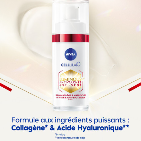 Pack de 2 - NIVEA - Sérum visage Anti-Âge & Anti-Taches LUMINOUS 630 2X30ml Pack de 2 - NIVEA - Sérum visage Anti-Âge & Anti-Taches LUMINOUS 630 2X30ml