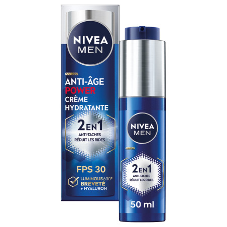 Pack de 2 - NIVEA MEN - Crème visage Homme Hydratante 2-en-1 Anti-Âge & Anti-Taches NIVEA MEN POWER 2X50ml Pack de 2 - NIVEA MEN - Crème visage Homme Hydratante 2-en-1 Anti-Âge & Anti-Taches NIVEA MEN POWER 2X50ml