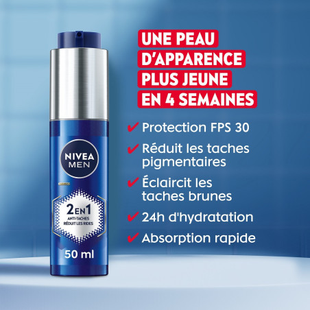 Pack de 2 - NIVEA MEN - Crème visage Homme Hydratante 2-en-1 Anti-Âge & Anti-Taches NIVEA MEN POWER 2X50ml Pack de 2 - NIVEA MEN - Crème visage Homme Hydratante 2-en-1 Anti-Âge & Anti-Taches NIVEA MEN POWER 2X50ml