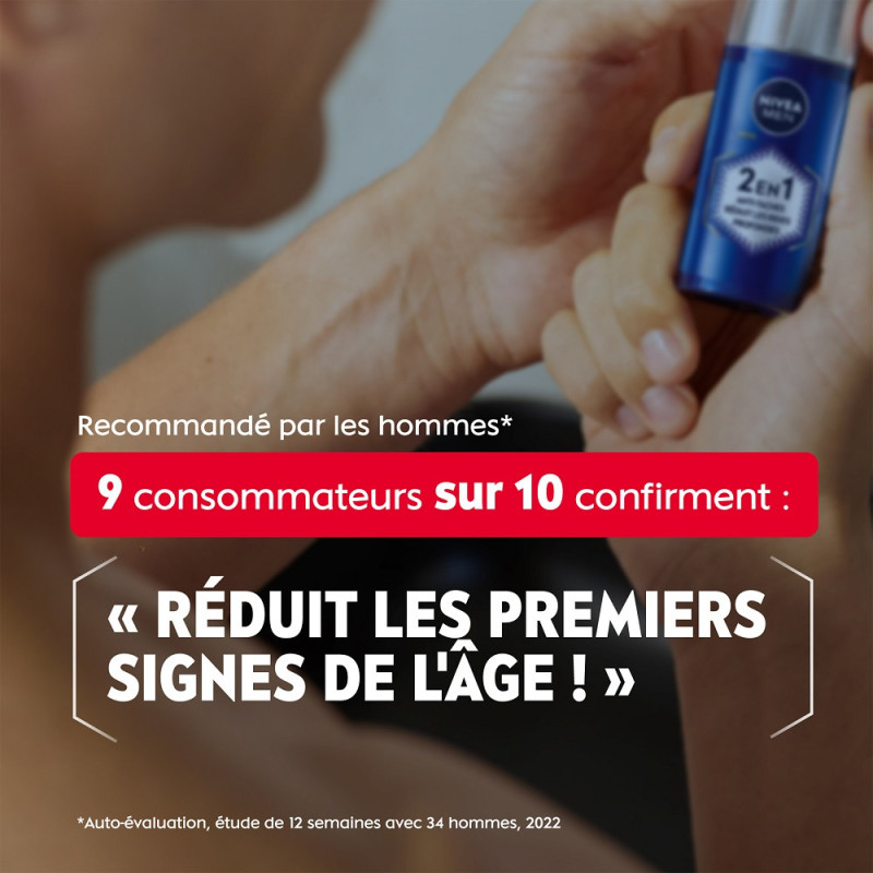 Pack de 2 - NIVEA MEN - Sérum visage Homme 2-en-1 Anti-Âge & Anti-Taches NIVEA MEN POWER 2X30ml