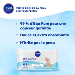 Pack de 10 - NIVEA - Lingettes Bébé 99% Pure Water 10 paquets de 57 Pièces 2