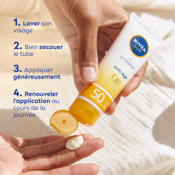 Pack de 2 - Protection solaire Visage Crème UV Anti-Âge FPS 50 NIVEA SUN au Q10 naturel 50ml 2