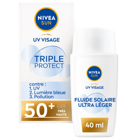 Pack de 2 - Protection Solaire Visage Fluide UV NIVEA SUN Triple Protect FPS 50+ 40ml