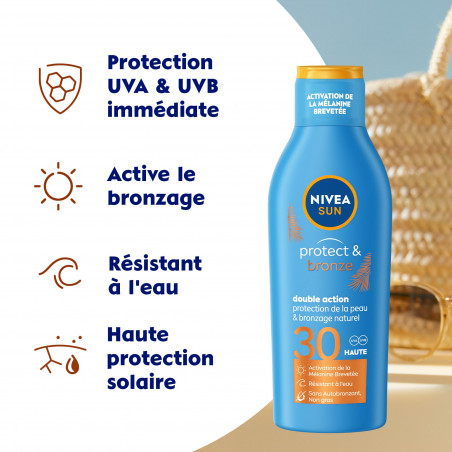 Protection solaire lait NIVEA FPS 30 Protect & Bronze 200ml
