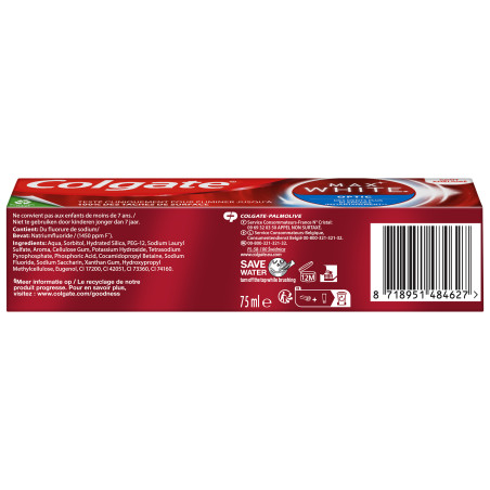Pack de 12 dentifrices Colgate blancheur instantanée 75ml