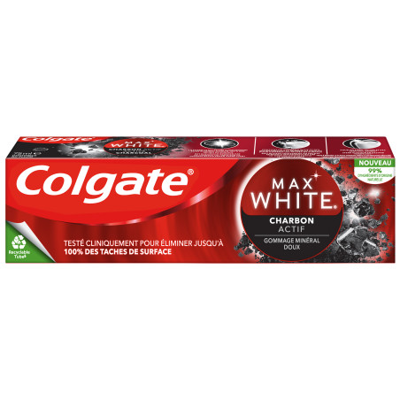 Pack de 12 dentifrices Colgate Blancheur Naturelle charbon 75ml