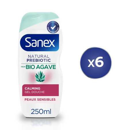 Pack de 6 - Gel douche Sanex Bio Agave apaisant 250ml
