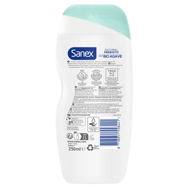 Pack de 6 - Gel douche Sanex Bio Agave apaisant 250ml