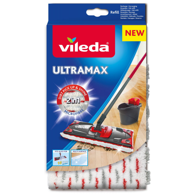 Vileda - Vileda - Ultramat Turbo, balai plat, système rotatif à pédale