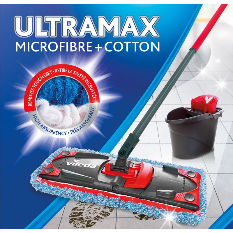 Vileda - Pack de 3 - Recharge Vileda spécial carrelage compatible avec Ultramax, Ultramat Turbo de Vileda et 1.2.Spray