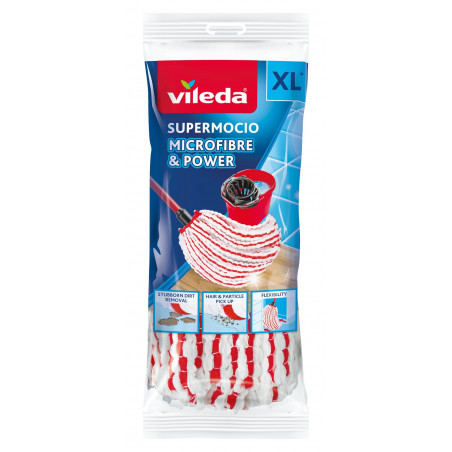 Vileda - Pack de 4 - Recharge Supermocio - tête Microfibre&Power