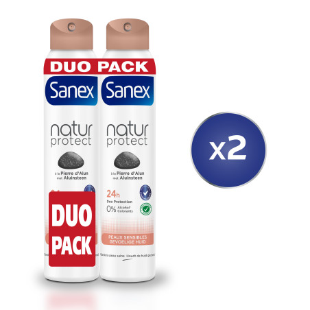 Pack de 2 - Lot de 2 Déodorants Sanex Pierre Alun Peaux Sensibles Spray 200ml Pack de 2 - Lot de 2 Déodorants Sanex Pierre Alun Peaux Sensibles Spray 200ml