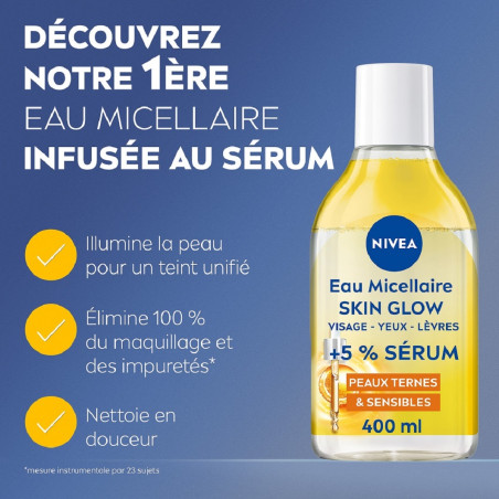 Pack de 2 - Nivea - Eau Micellaire SKIN GLOW infusée Sérum Vitamine C400ml Pack de 2 - Nivea - Eau Micellaire SKIN GLOW infusée Sérum Vitamine C400ml