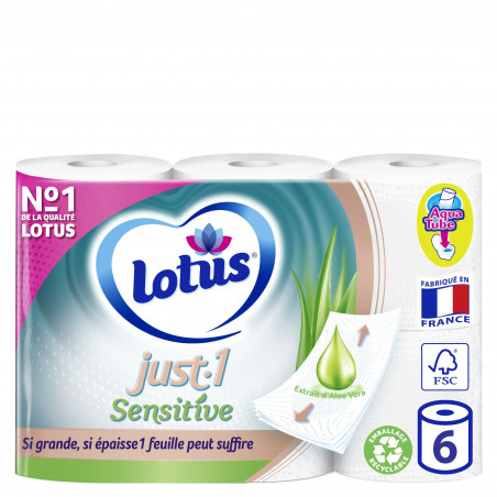 7 x 6 Rouleaux Papier Toilette Lotus Just 1 Sensitive 7 x 6 Rouleaux Papier Toilette Lotus Just 1 Sensitive