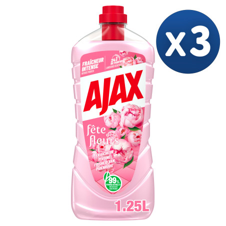 Pack de 3 - Ajax Flacon Nettoyant menager Fête des Fleurs Pivoine 1250ml