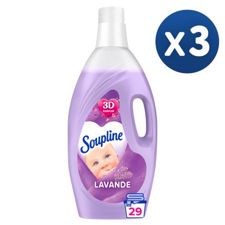 Pack de 3 - Adoucissant dilué Soupline 3D Lavande - 1,9L