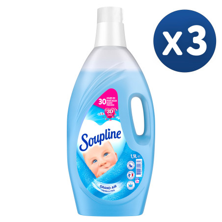 Pack de 3 - Adoucissant dilué Soupline 3D Grand Air - 1,9L