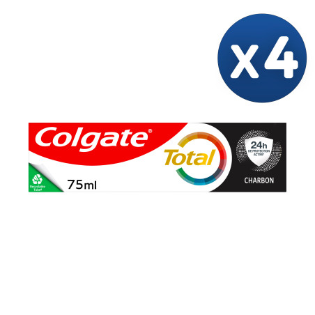 Pack de 4 - Dentifrice Colgate Total Charbon 75ml
