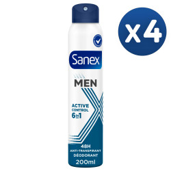 Pack de 4 - Sanex Spray Deodorant Dermo Men Active Control 200ml