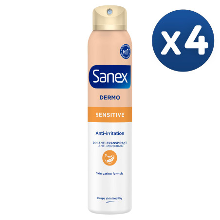 Pack de 4 - Sanex Spray Deodorant Dermo Sensitive 200ml Pack de 4 - Sanex Spray Deodorant Dermo Sensitive 200ml