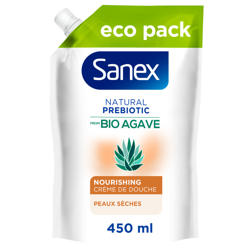 Pack de 3 - Eco recharge Crème de Douche Sanex Bio Agave nourrissant 450ml