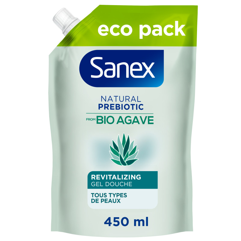 Pack de 3 - Eco recharge Gel douche Sanex Bio Agave revitalisant 450ml