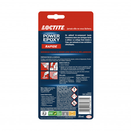 Loctite - Colle Epoxy Rapide 5 Min Invisible Seringue 25Ml