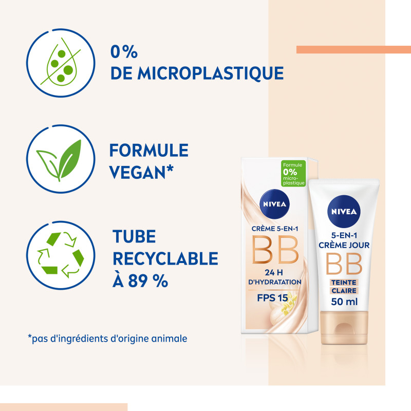 Pack de  2 - Nivea - ESSENTIELS BB Crème Hydratation 24H Teinte Claire FPS 15 50ml