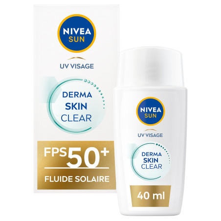 Pack de  2 - Nivea Sun - Fluide UV Visage Derma Skin Clear Anti-Imperfections FPS 50+ 40ml