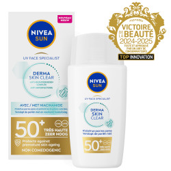 Pack de  2 - Nivea Sun - Fluide UV Visage Derma Skin Clear Anti-Imperfections FPS 50+ 40ml 2