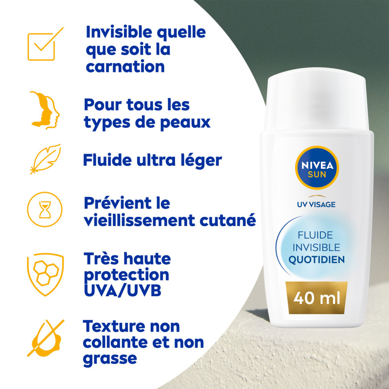 Pack de  2 - Nivea Sun - Fluide UV Visage Invisible Daily Fluid FPS 50+