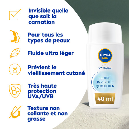 Pack de  2 - Nivea Sun - Fluide UV Visage Invisible Daily Fluid FPS 50+