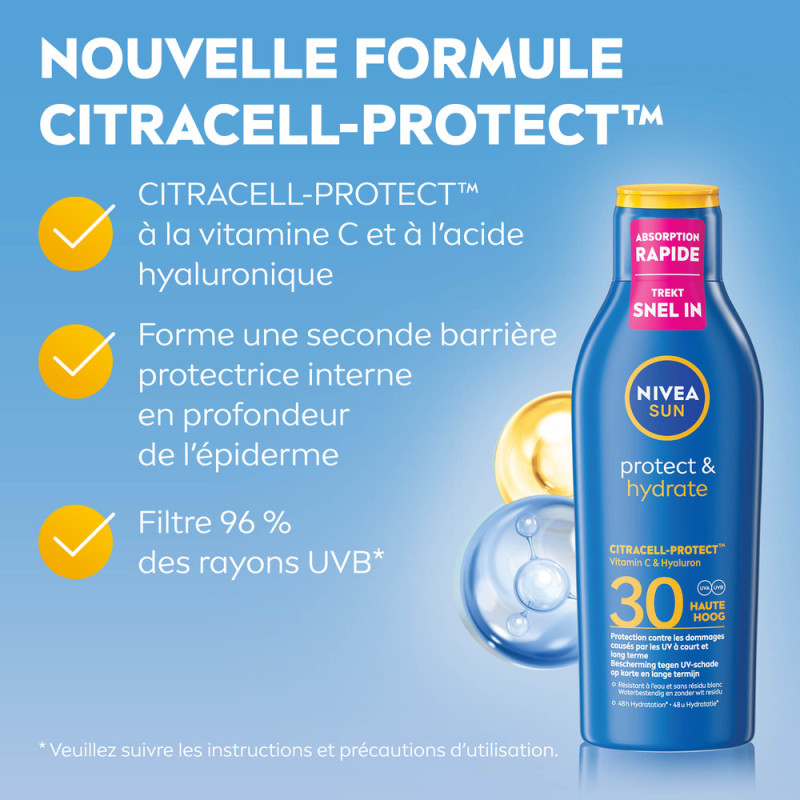 Pack de  2 - Nivea Sun - Lait Protect & Hydrate FPS 30 200ml (**)