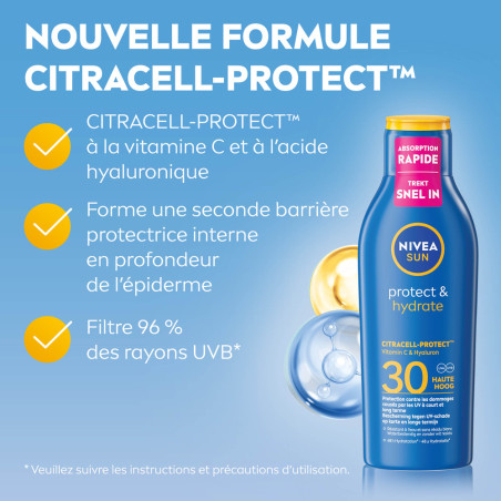 Pack de  2 - Nivea Sun - Lait Protect & Hydrate FPS 30 200ml (**)