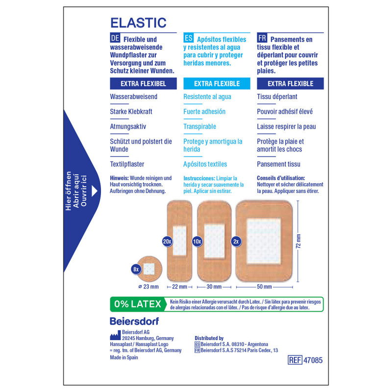 Pack de  2 - Hansaplast - Pansements Elastic x40 - 4 Tailles