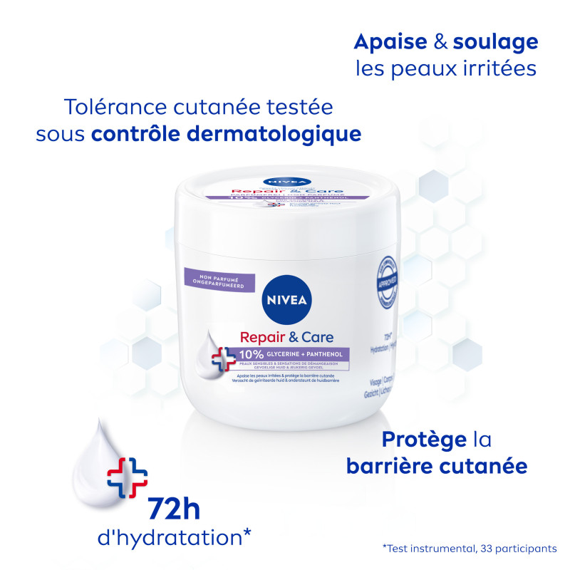 Pack de  3 - Nivea - Repair & Care Crème multi-usages Peaux Sensibles 400ml