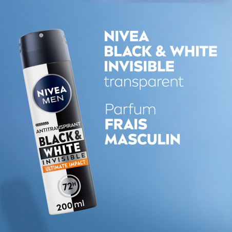 Pack de  3 - Nivea Men - Atomiseur Masculin Black & White Ultimate Impact 200ml