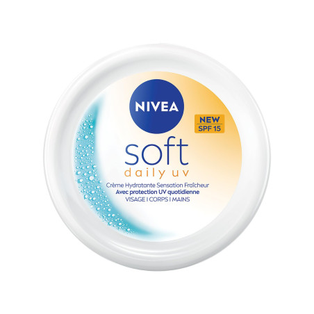 NIVEA - Crème Hydratante Fraicheur Visage Corps Mains Soft Daily UV FPS 15 Le pot de 200 ML