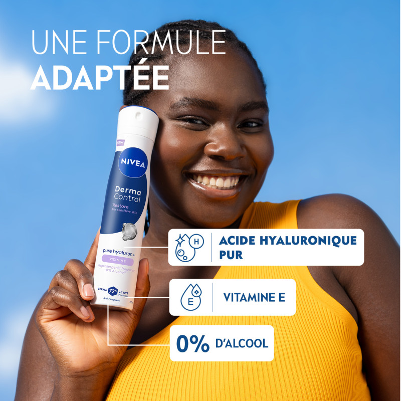 Pack de 2 - NIVEA - Déodorant Spray Anti-transpirant 72H Derma Control Restore Le spray de 200 ml